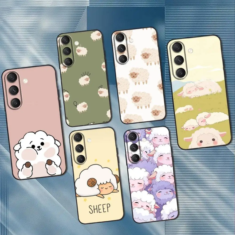 

Cartoon Cute Sheep Phone Case For Samsung S25,S24,S23,S22,S21,S20,S10,Ultra,Plus,Lite,FE,Soft Silicone Black Cover