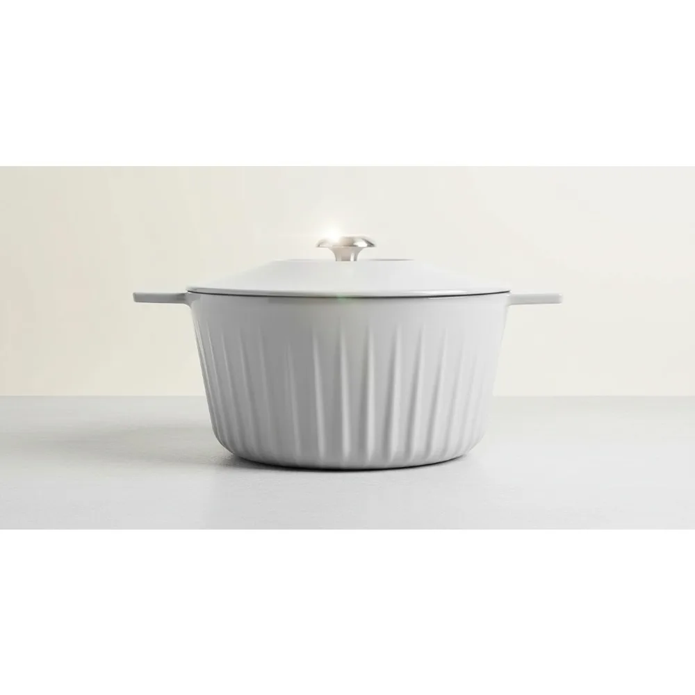 

3-Quart Enameled Cast Iron Dutch Oven - Grey | Even Heat Distribution | Perfect for Soups, Stews & Baking