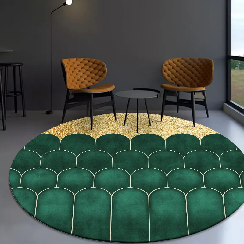 

Modern Minimalist Golden Desert Green Cactus Living Room Bedroom Hanging Non-slip Round Floor Mat Carpet Dropshipping POD