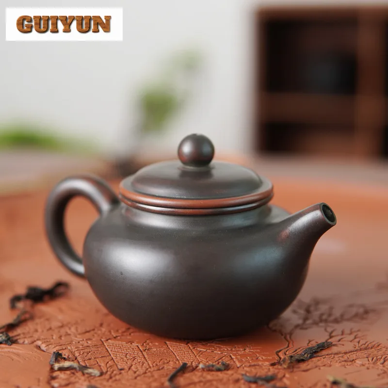 120ml Pure Handmade Qinzhou Nixing Pottery Teapot Raw Ore Mud Antique Pot Tea Maker Kettle With Strainer Teaware Collection Gift