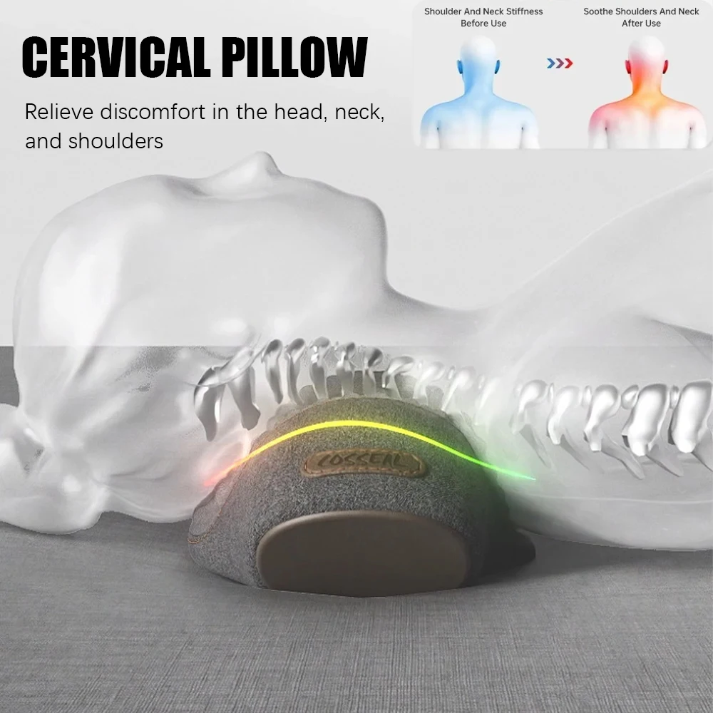 Electric Massager Cervical Pillow Hot Compress Vibration Massage Neck Traction Relax Sleeping Memory Foam Pillow Spine Support