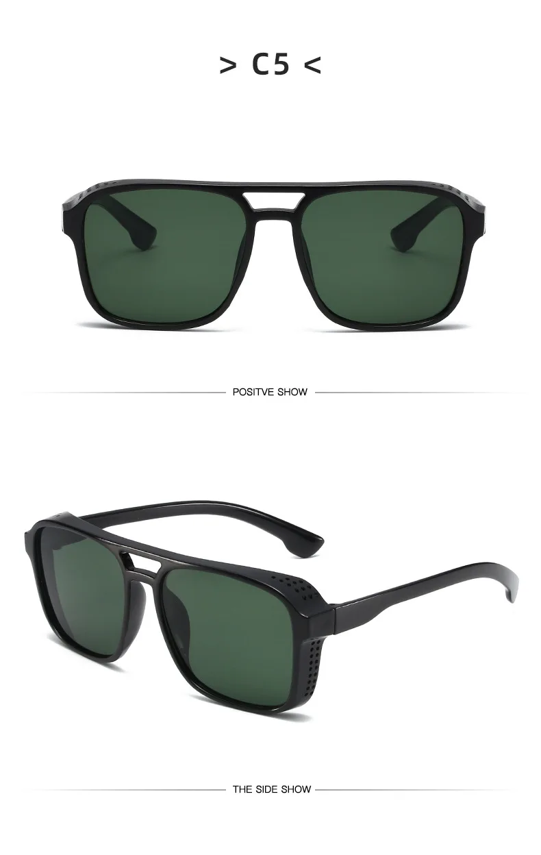 Neue Vintage-Sonnenbrille für Damen und Herren, Quadratischer PC-Rahmen, Marken-Designer Retro-Shades, Modische Sonnenbrille ﻿ für Männer – Detail 16