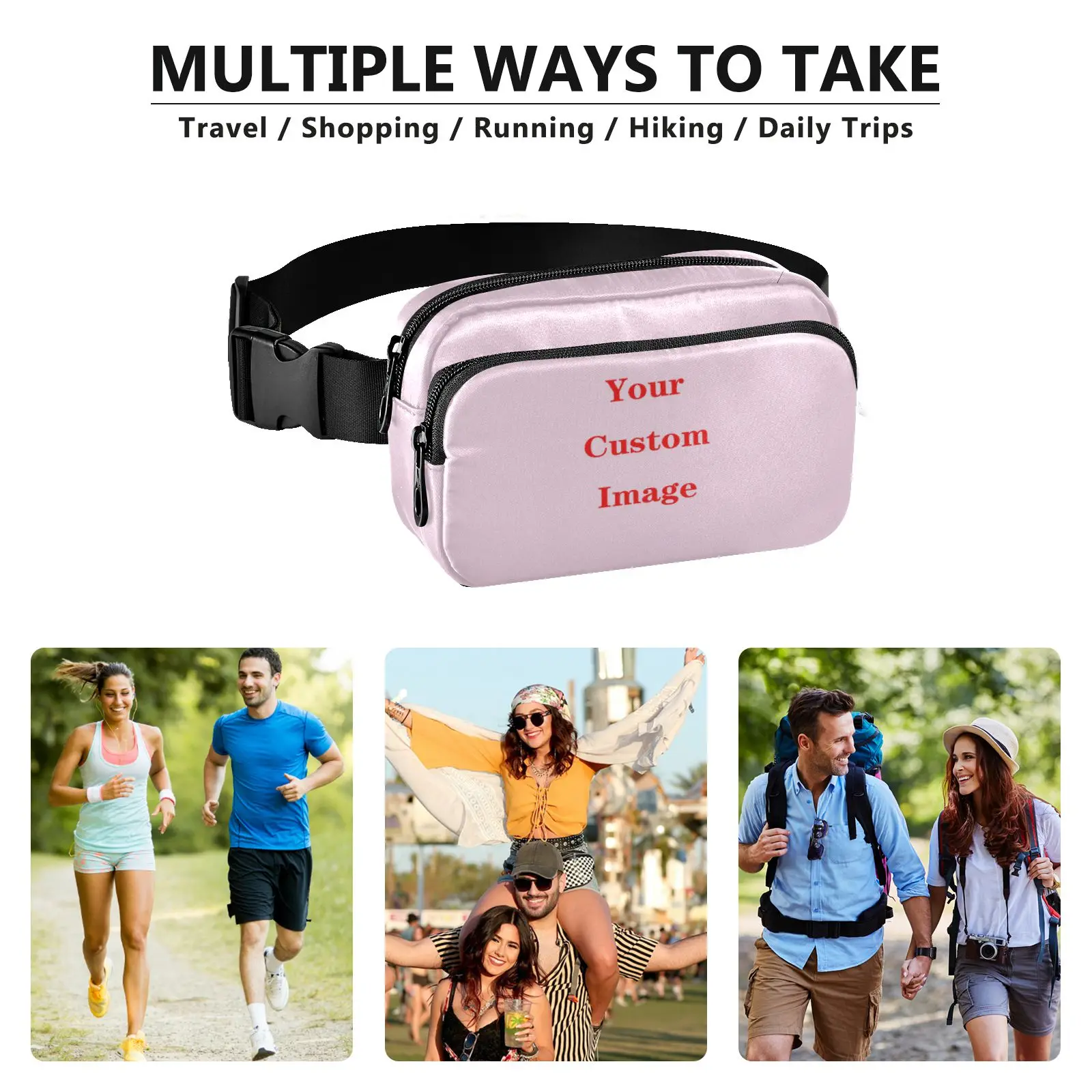 Fashion Waist Packs Women Purse Casual Phone Belt Bag Customized pattern Female Travel Phone Bag Men Fanny Banana Bag Chest