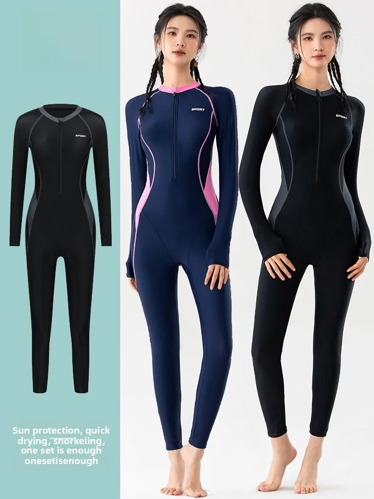 

Women's Wetsuit Long Sve Long Pants Qui Dry Conservative Bubble Thermal Suit Surfing Diving Swimming Costume Fem