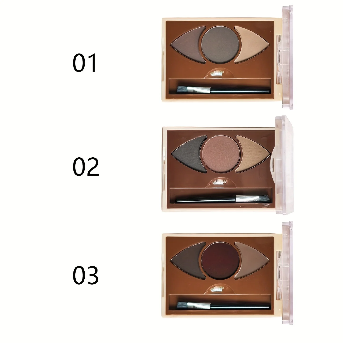 Multifunktionales 3-Farben-Augenbrauenpuder-Set mit Pinsel – langlebiges, wischfestes, natürliches 3D-Brauen-Kontur-Make-up-Set