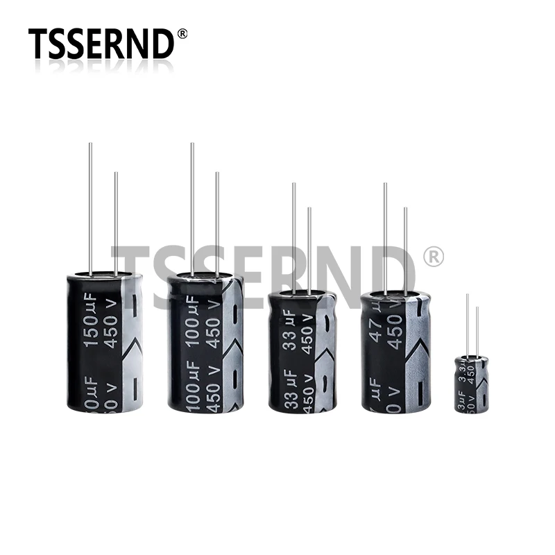 5pcs 450V Aluminum Electrolytic Capacitor 1UF 2.2UF 3.3UF 4.7UF 10UF 22UF 33UF 47UF 68UF 82UF 100UF 150UF 180UF 220UF