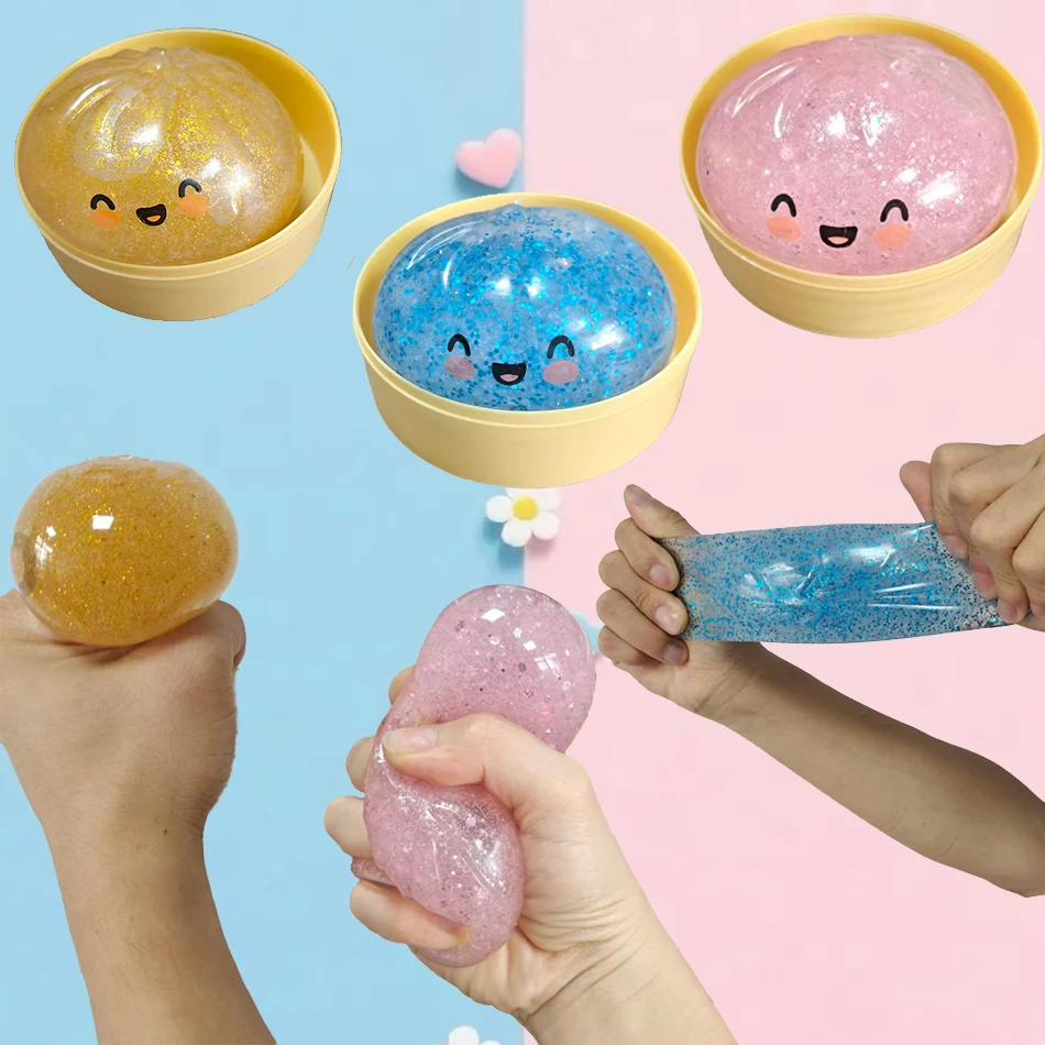 

Cute Glitter Dumpling Squishy Toy with Storage Box, Soft Sensory Squeeze Toy, Stress Relief Fidget Toy and Perfect Gift