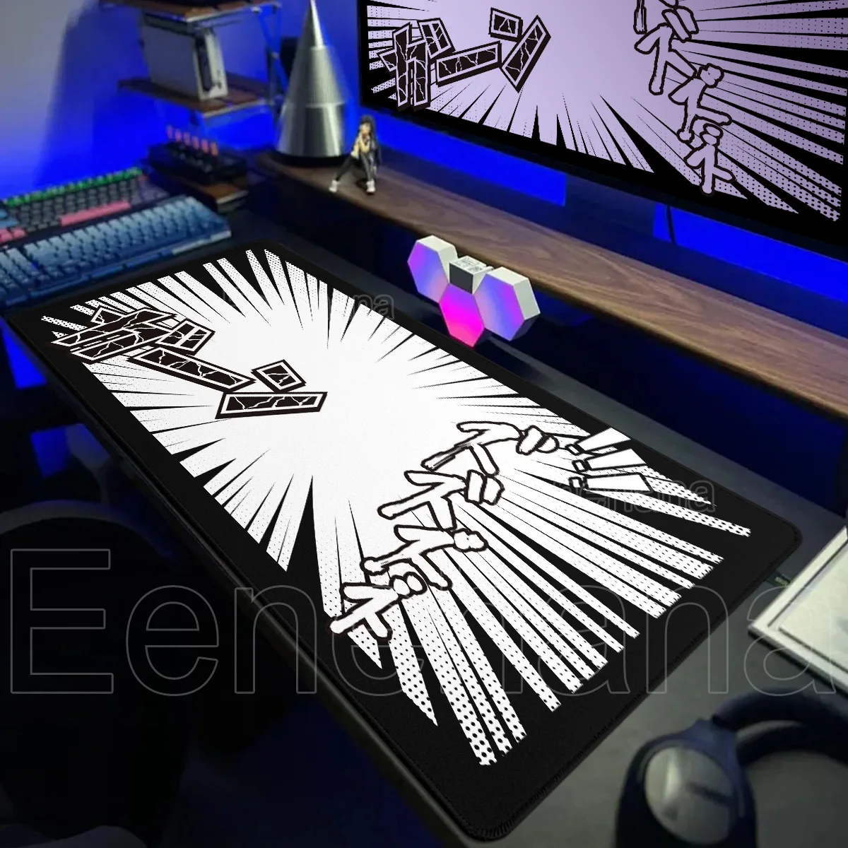 Black and White Comics XXL Anime Gamer Mouse Pad Keyboard DeskMat Rubber HD Office Accessories Carpet