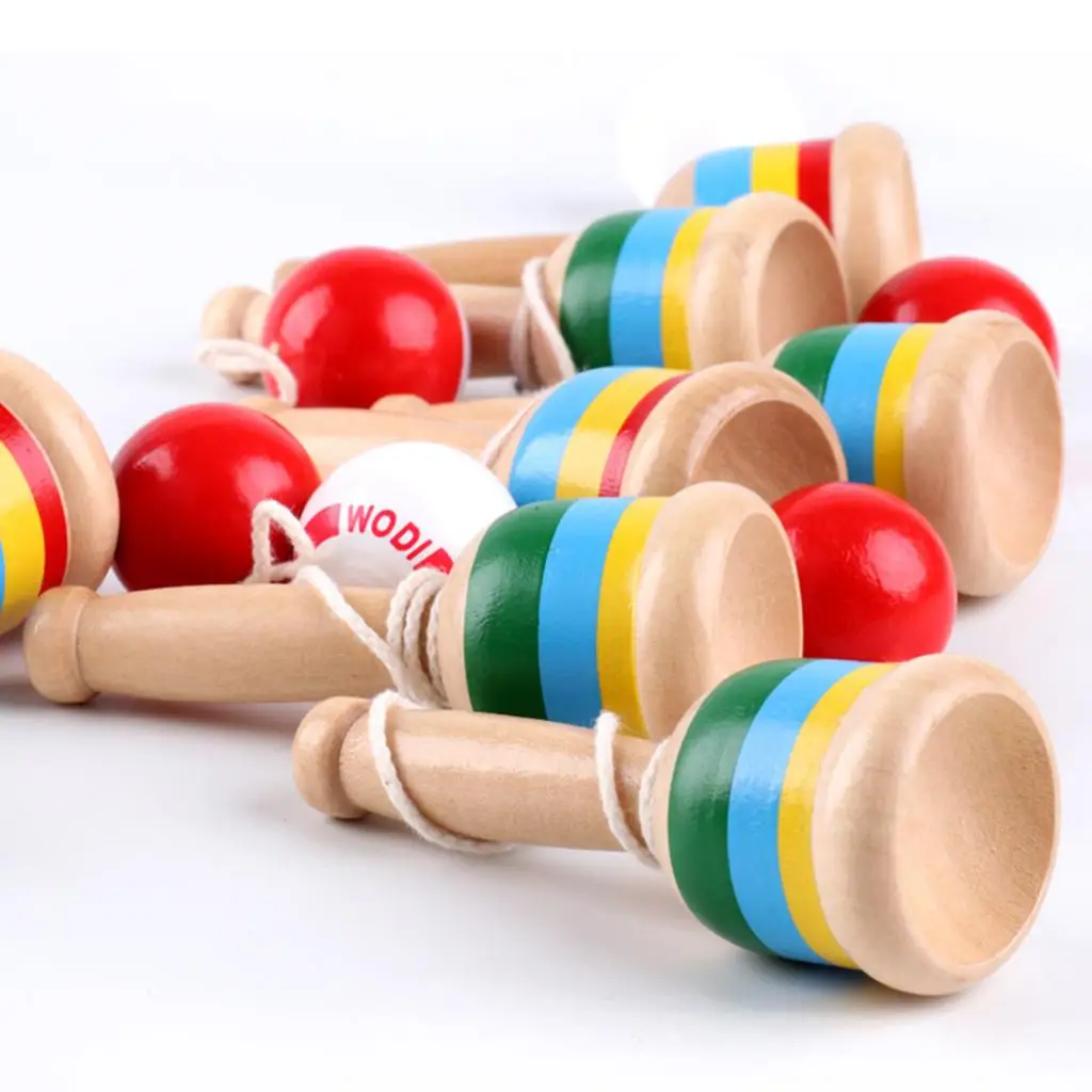 Wooden Painted Kendama Skill Ball Cup Kids Educational Toys Play Activity Hands