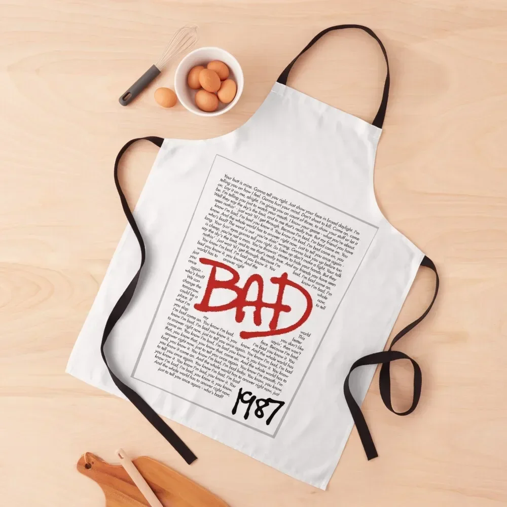 

Bad - lyrics - black Apron Salon women's work Apron