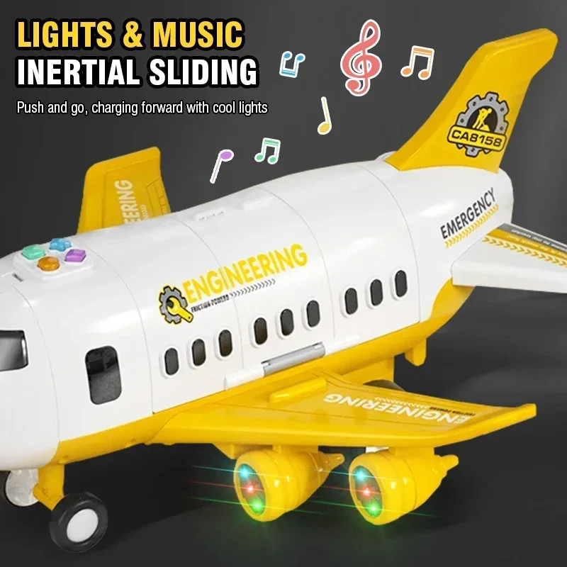 نموذج طائرة تخزين ذاتية الصنع مع 5 سيارات صغيرة متعددة الوظائف لعبة سباق المسار مع ضوء الصوت الجمود مركبة الأولاد هدية عيد الميلاد