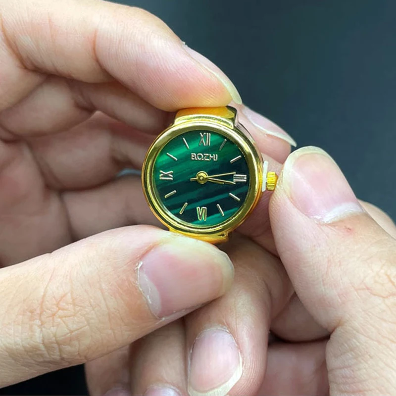 Green Digital Quartz Finger Watch Rings for Women Men Couple Punk Elastic Band Mini Watch Ring Teens Clock Anillos Jewelry