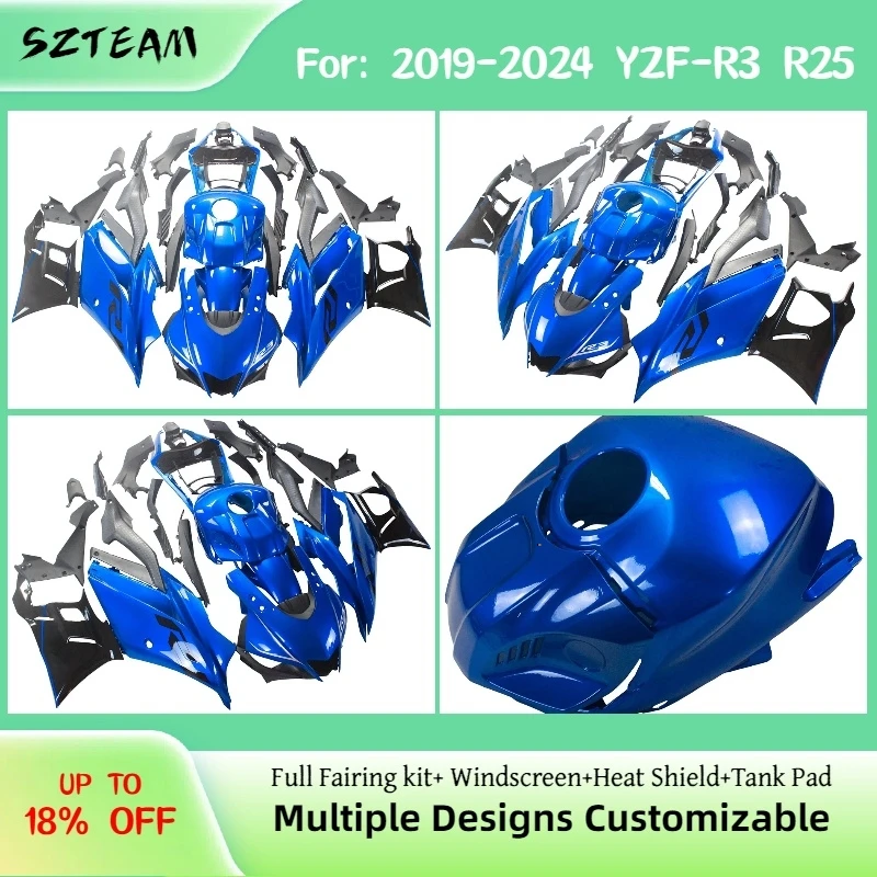 For YAMAHA YZF-R3 R25 2019-2024 Color-Matched Motorcycle Panels Fairings YZFR25 R3 19-24 Prime ABS Plastic Fairing Kit