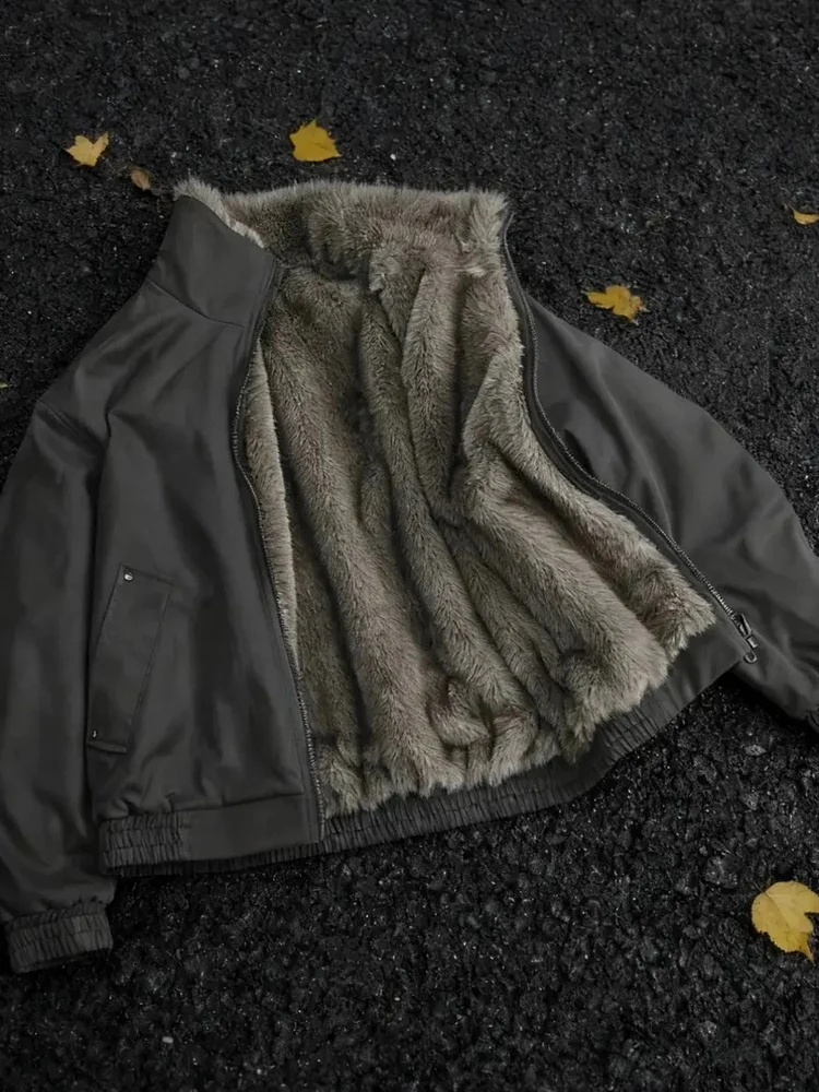 

Двусторонняя утепленная куртка из оксфордского хлопка с флисовой подкладкой для мужчин, зимняя теплая джинсовая верхняя одежда в стиле милитари