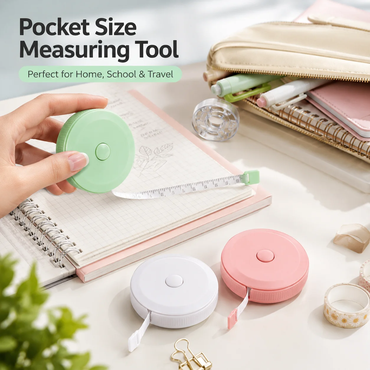 Tailor Tape Measure 1.5m, White Flexible Measuring Tape for Body and Fabric, Dual Scale 60 inches/150cm