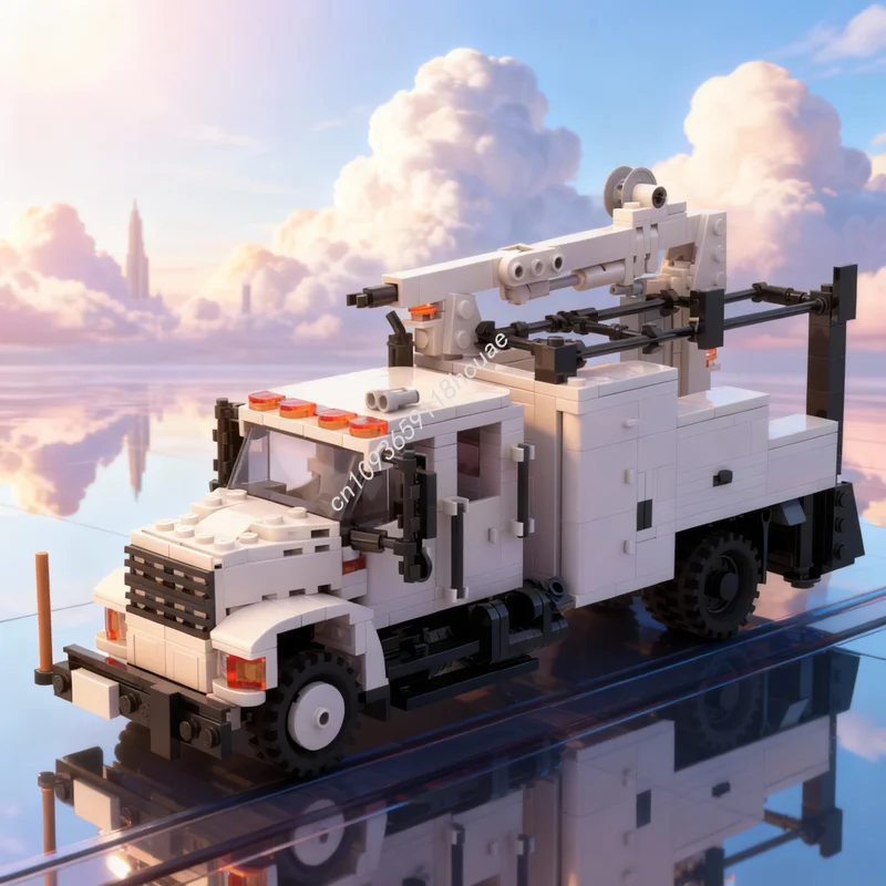 

648pcs MOC International Utility Truck City Traffic Model Building Blocks Construction Toys DIY Christmas Gifts Creative Idea