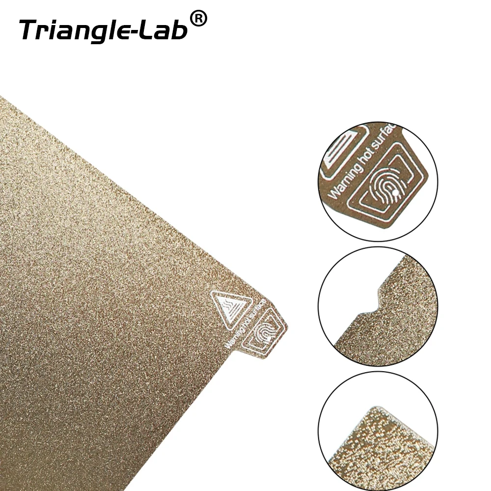 C Trianglelab® 235 X 235 Gold Ender 3 Double Sided Textured PEI Spring Steel Sheet Powder Coated PEI Build Plate For Ender 3