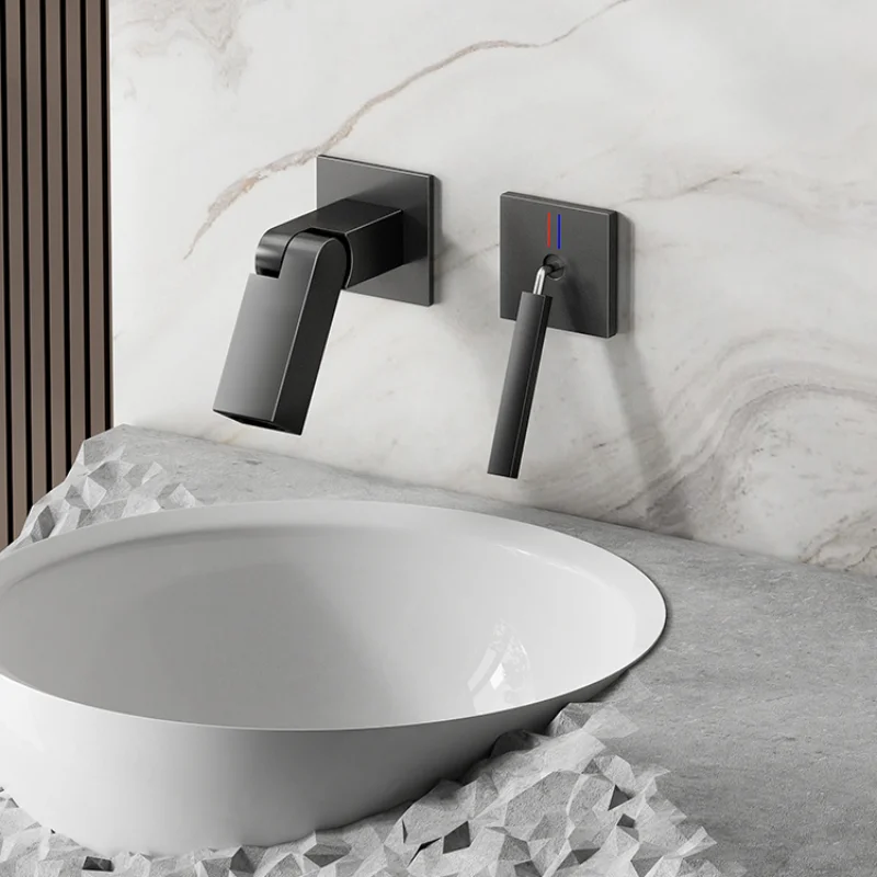 

Digital display concealed all copper into the wall hidden split hot melt wall introduction basin hotel faucet minimalist