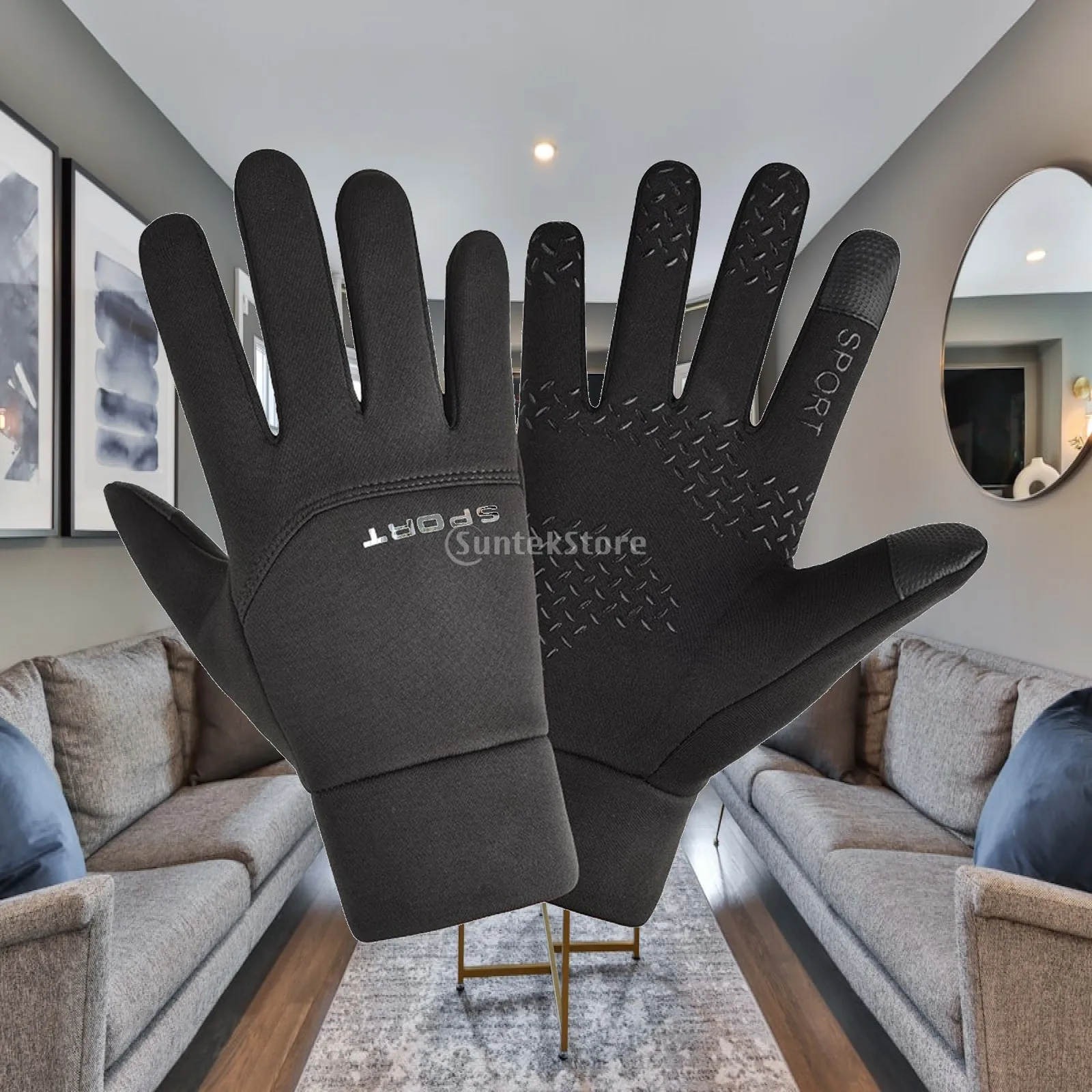 Men's Winter Gloves, Warm Weather Mittens for Running, Fishing,