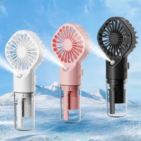 Portable Humidifier Fan Mini USB Rechargeable Handheld Fan Mist Spray Hand Fan Small Pocket Fan with Humidifier for Home Office