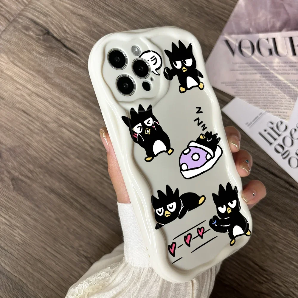 BAD BADTZ-MARU Phone Case for iPhone 16 15 14 Plus 13 12 Mini 11 Pro Max X Xs XR 7 8 3D Creamy Wave Soft Cover