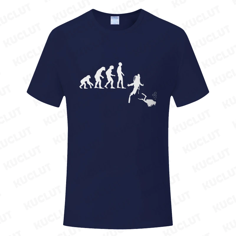 Evolution of Diving T-shirt for Men Clothing Funny Design Scuba Diving Graphic Tops Summer Short Sleeve Tees Gifts for Divers