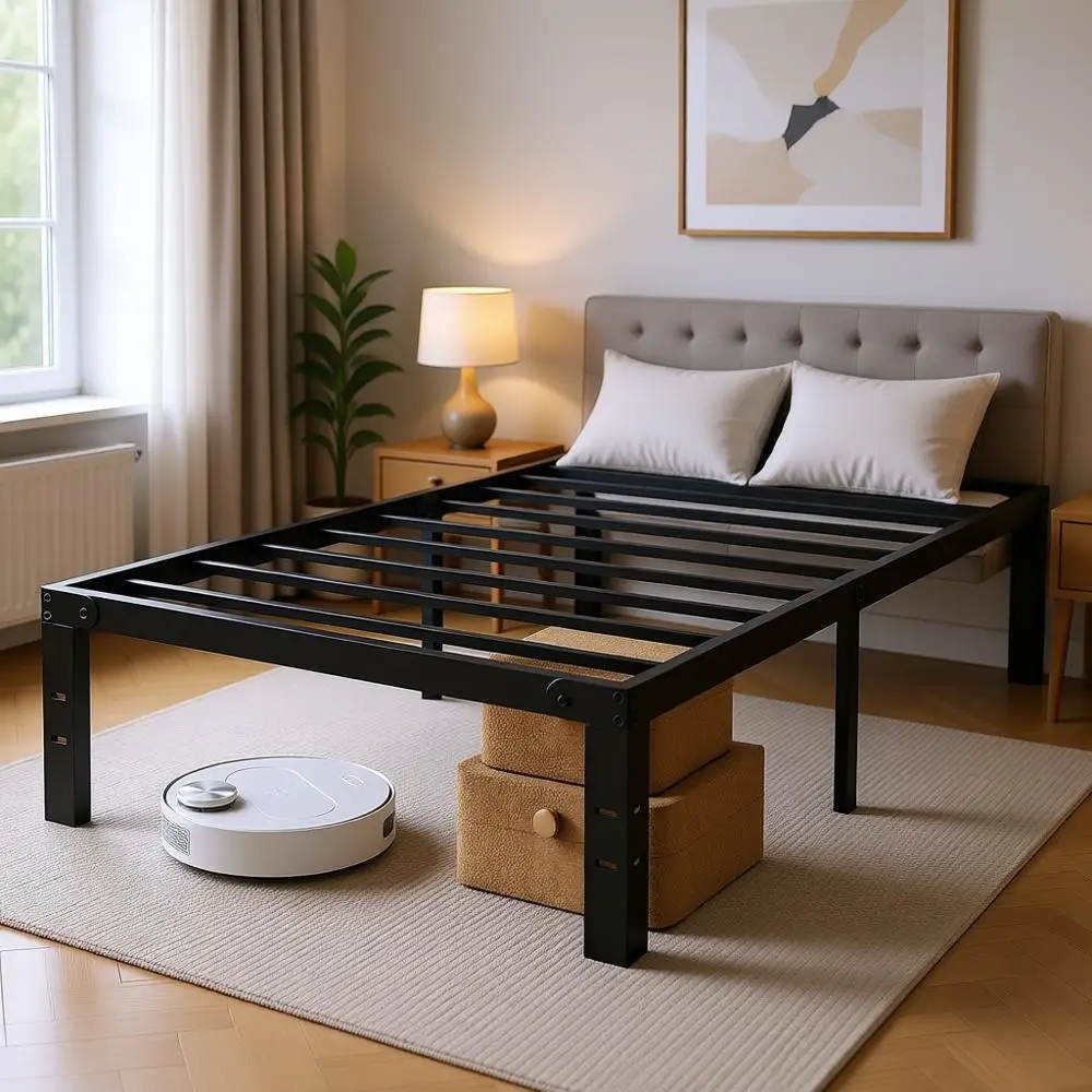 

Twin Size 14 Inch Metal Platform Bed with Heavy Duty Steel Slat Support, No Box Spring Needed, Easy Assembly, Under Bed Storage