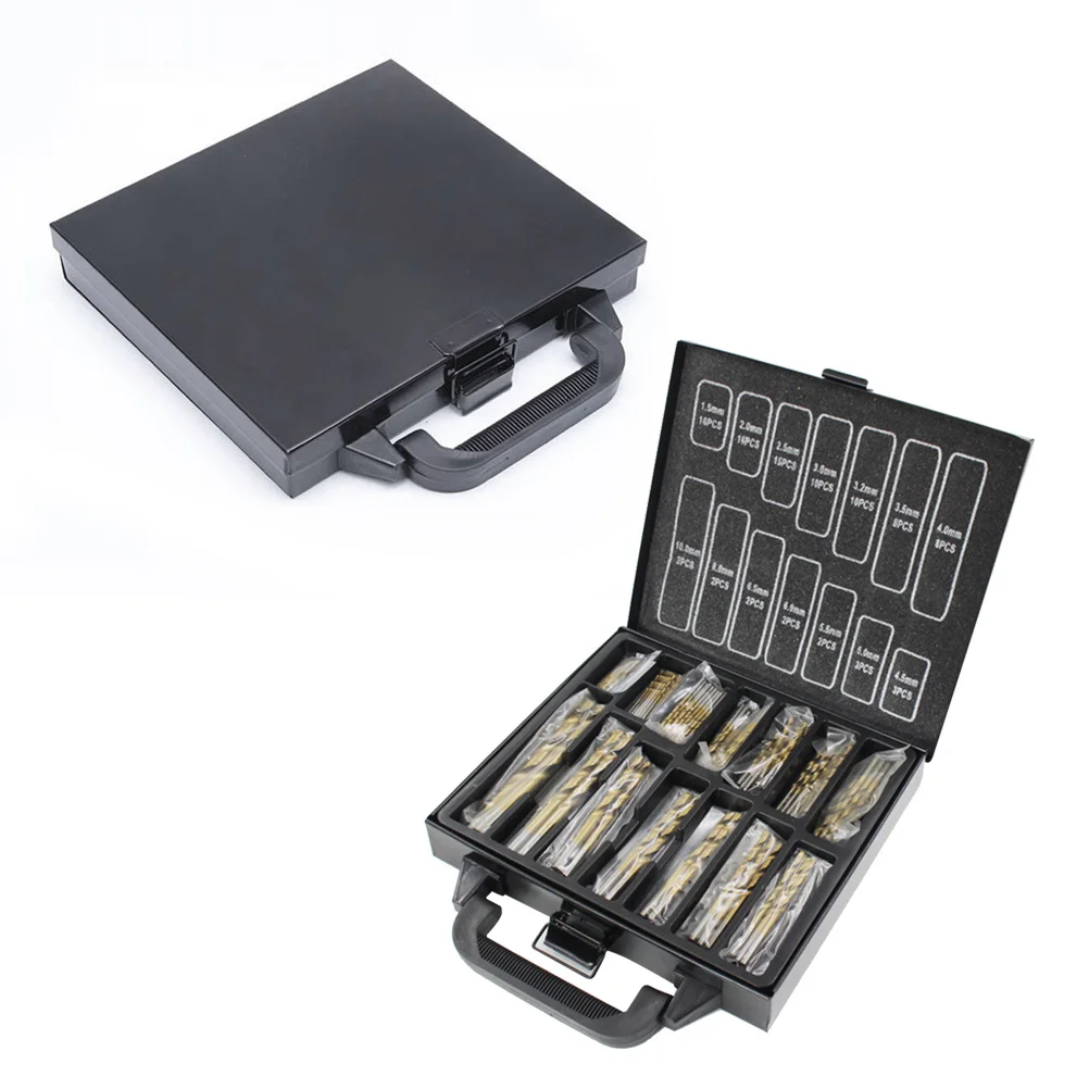 

99pcs Hss 1.5Mm-10Mm Titanium Nitride Drill Bit Set High Speed Steel Bits For Aluminum Wood Plastic Diy Camping Tool Kit
