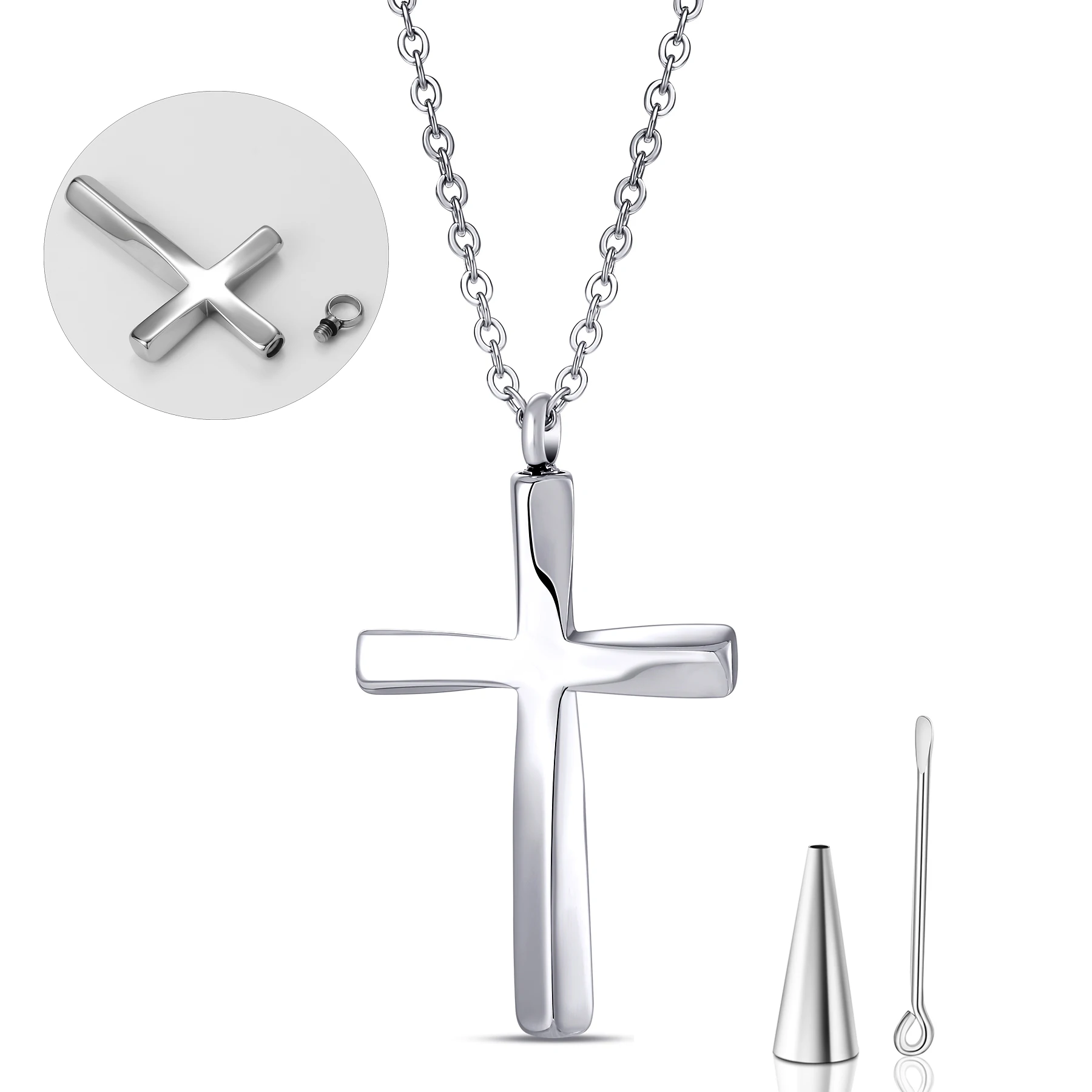 Fashion Cremation Cross Necklace for Ashes Cross Urns Locket Pendant Ashes Holder Stainless Steel Memorial Jewelry Dropshipping