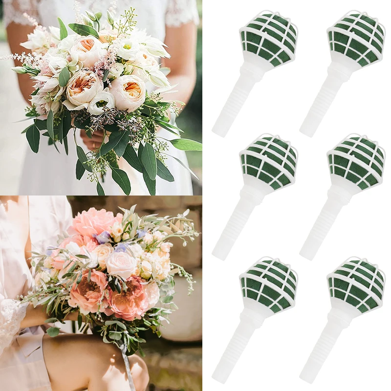 1/3Pcs 18cm Bridal Wedding Flower Decoration Green Foam Bouquet Holder DIY Floral Handle Base Bracket Supplies Party Decoration