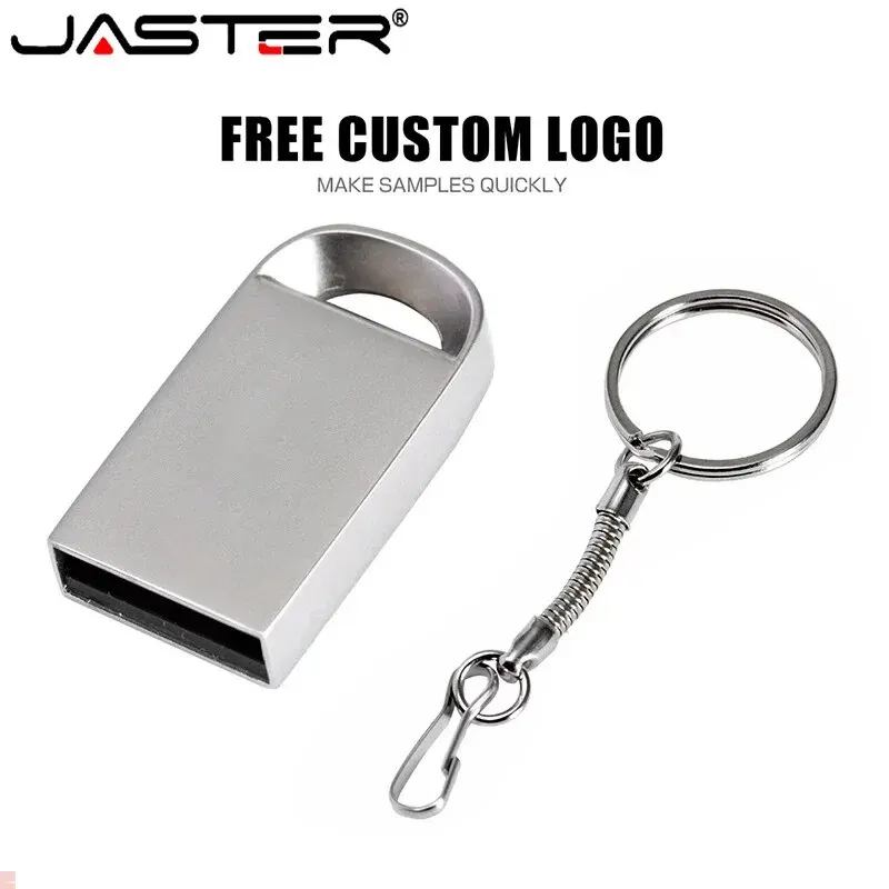 JASTER Mini USB Flash Drives Metal Pen Drive 64GB Memory Stick Free Key Chain Storage Devices Silver Pendrive 32GB U Disk 16GB