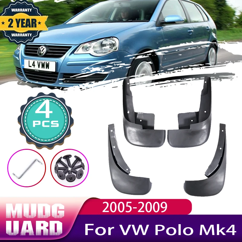 4 PCS Car MudFlaps for Volkswagen VW Polo Mk4 9N3 2005~2009 Mudguard Splash Guards Fender Auto Accessories