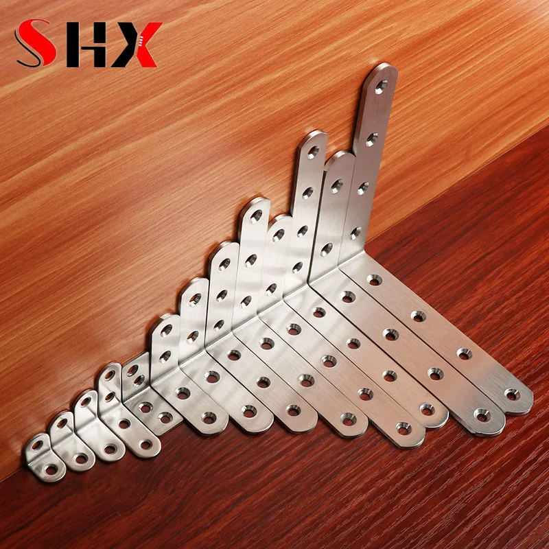 4 PCS L Stainless Steel Corner Code 90 Degree Right Angle Holder Triangle Shelf Support Furniture Connection Piece Accessories