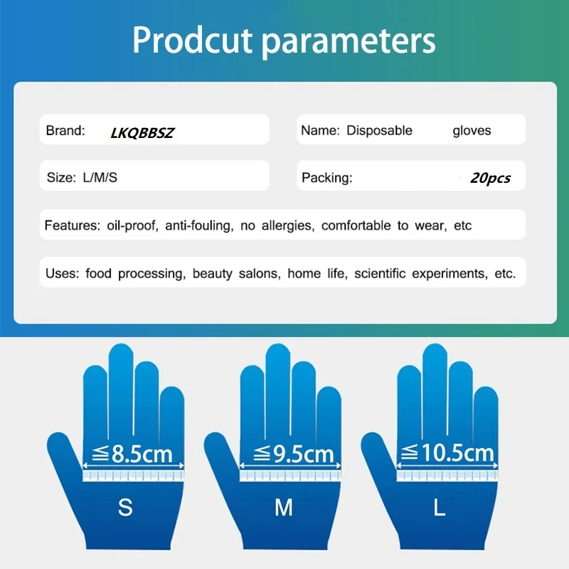 Guanti monouso da 20 pezzi per la pulizia della casa/guanti da cibo/giardino universali per la mano sinistra e destra