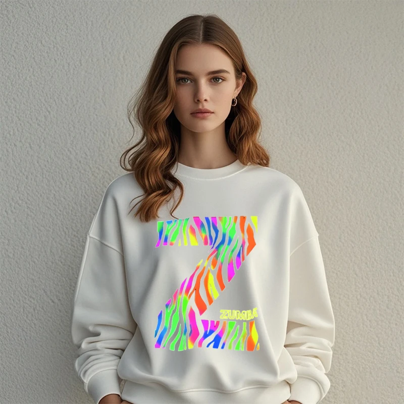 ZW ZIN CON 2024 Women's Fashion Casual Display Dancing Fitness Yoga Sports Cotton Printed Group Dance Suit Garden Collar Sweater