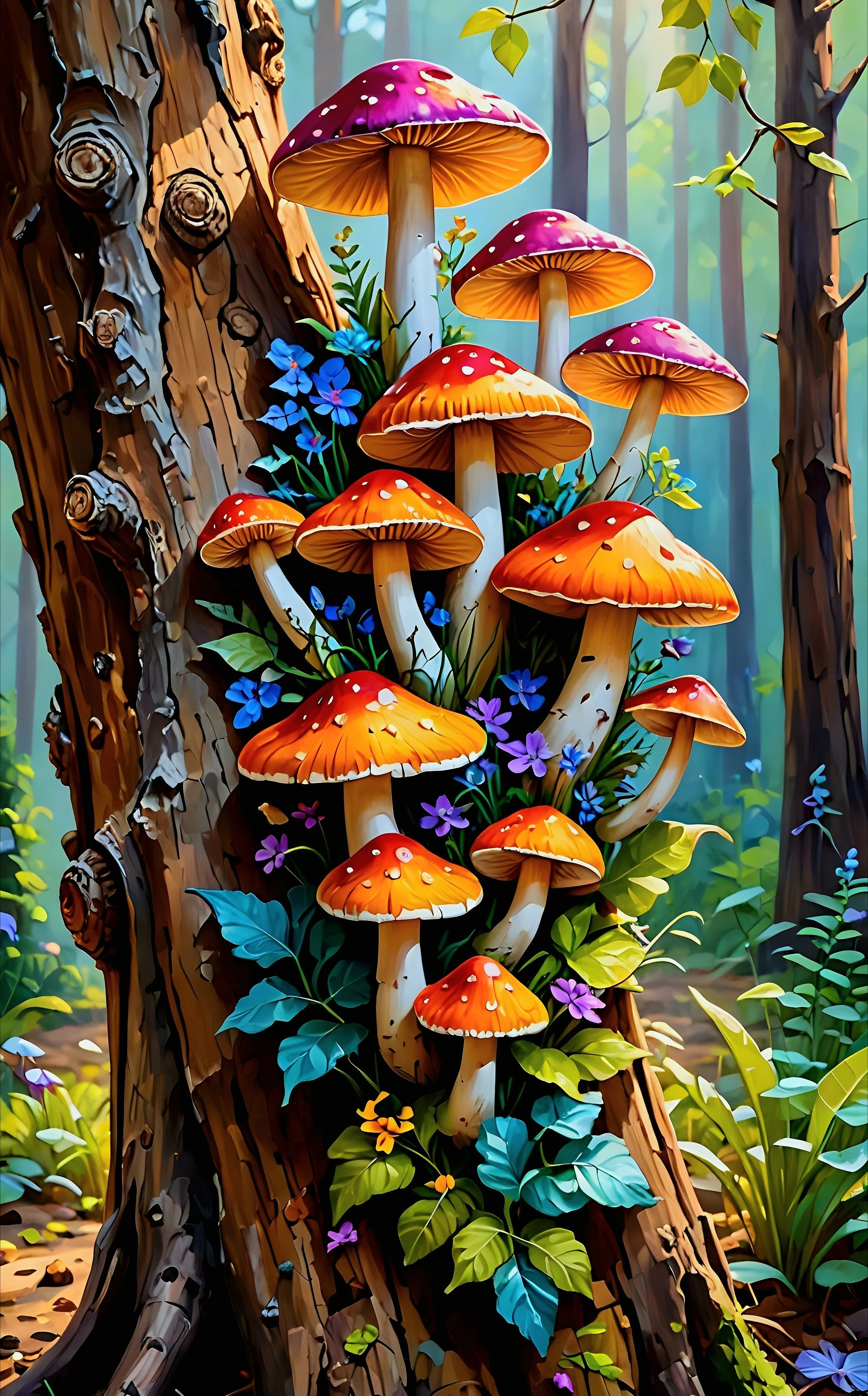 

Mushrooms on the Tree Landscape 500/1000/1200/2000 PCS Jigsaw Puzzles Family Activity Game for Gameroom Bedroom Home Decor