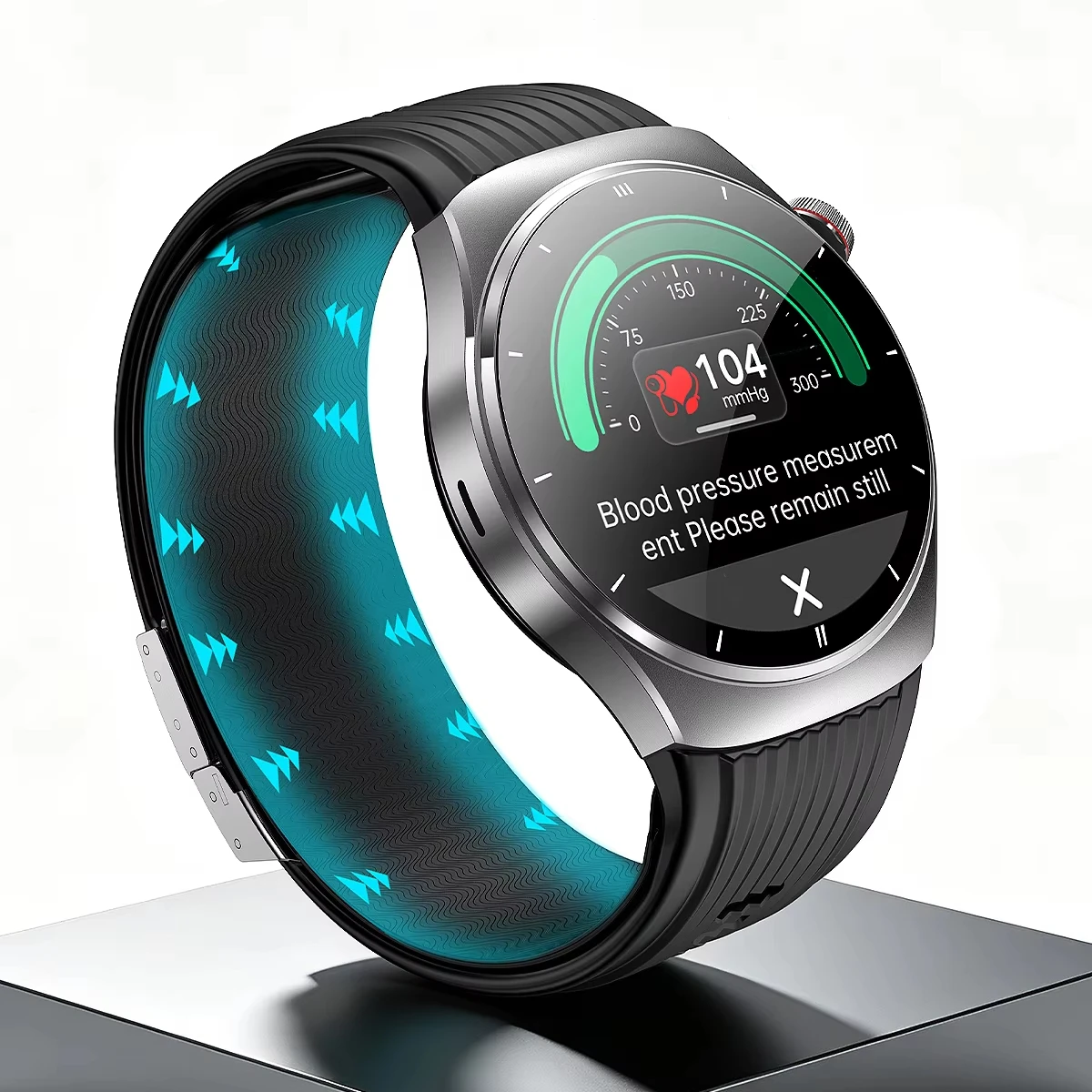 TK68 Goodix Piezoelectric Ceramic Air Pump Blood Pressure Smart Watch with AMOLED Display TPU Band Fitness & Sleep Tracker
