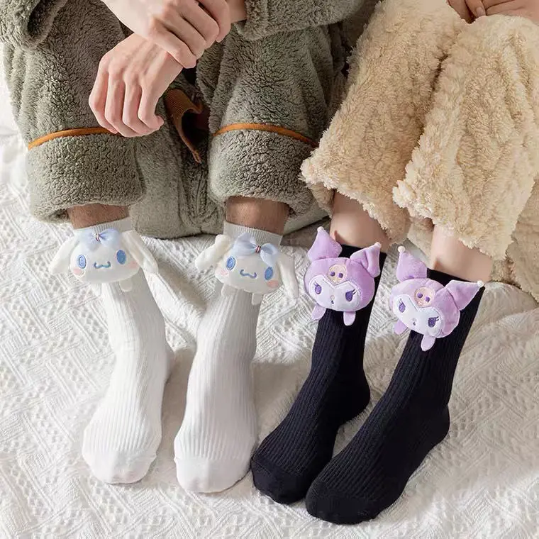 

Sanrio Warm Socks Cartoon Anime Kawaii Three-dimensional Doll Kuromi Cute Fashion Lolita Casual Cosplay Couple Stockings Gifts