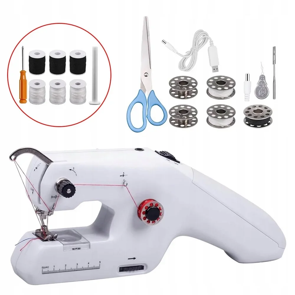 Mini-Handnähmaschine, tragbares Nähset mit komplettem Zubehör und Werkzeugen