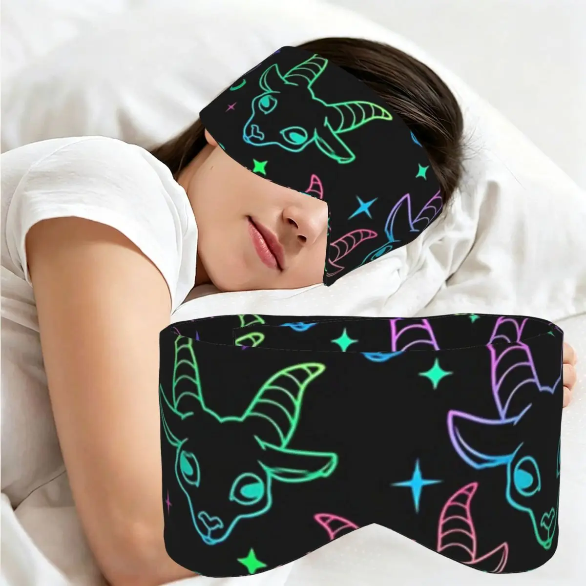 Little BaphometPastel Goth Kawaii Pastel Creepy sleep mask Portable Eye Cover for Girls Boys Office Nap Party Eyeshade eyepatch