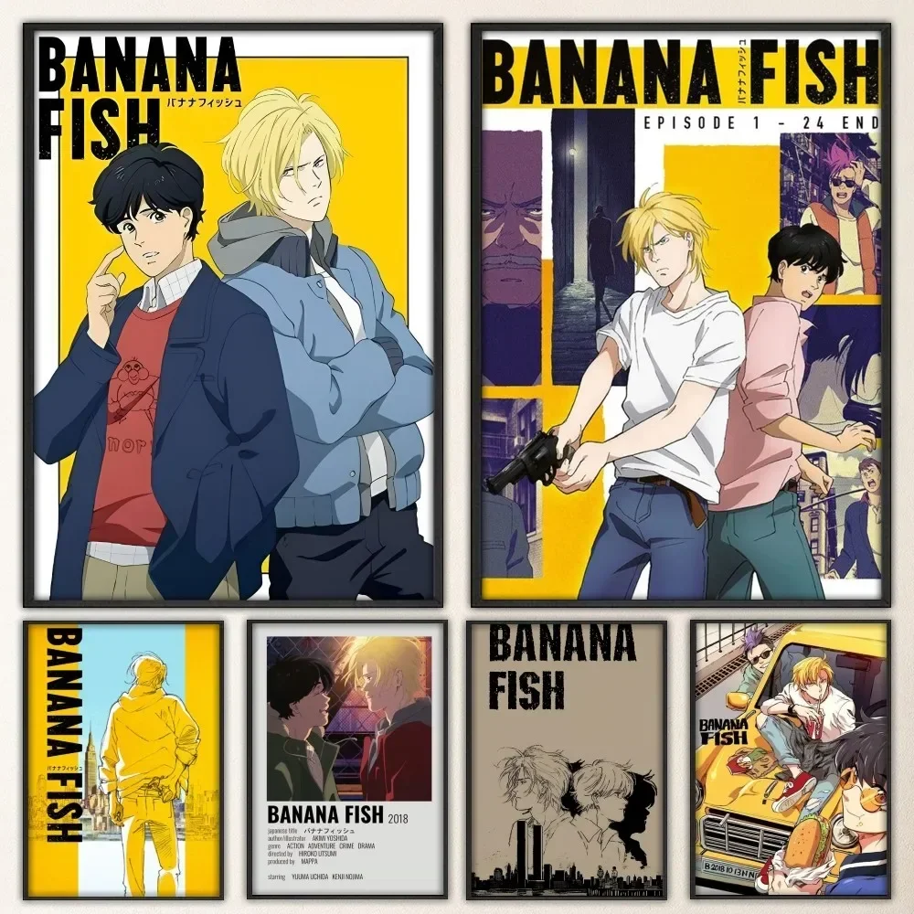 Anime Banana fish Poster Fancy Wall Sticker for Living Room Bar Vintage Decorative Painting Middle