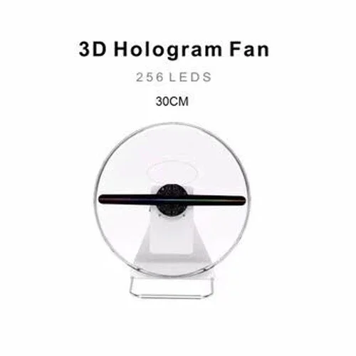 Factory supplier 3D Hologram LED FAN Displayer, Front Desk Advertising display Holographic machine 30cm with battery