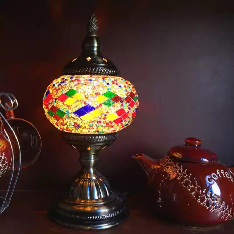 New Style Mosaic Table Light Living Room Bedroom Specialty Restaurant Cafe Hotel Guesthouse Mosaic Handmade Glass Night Lamp