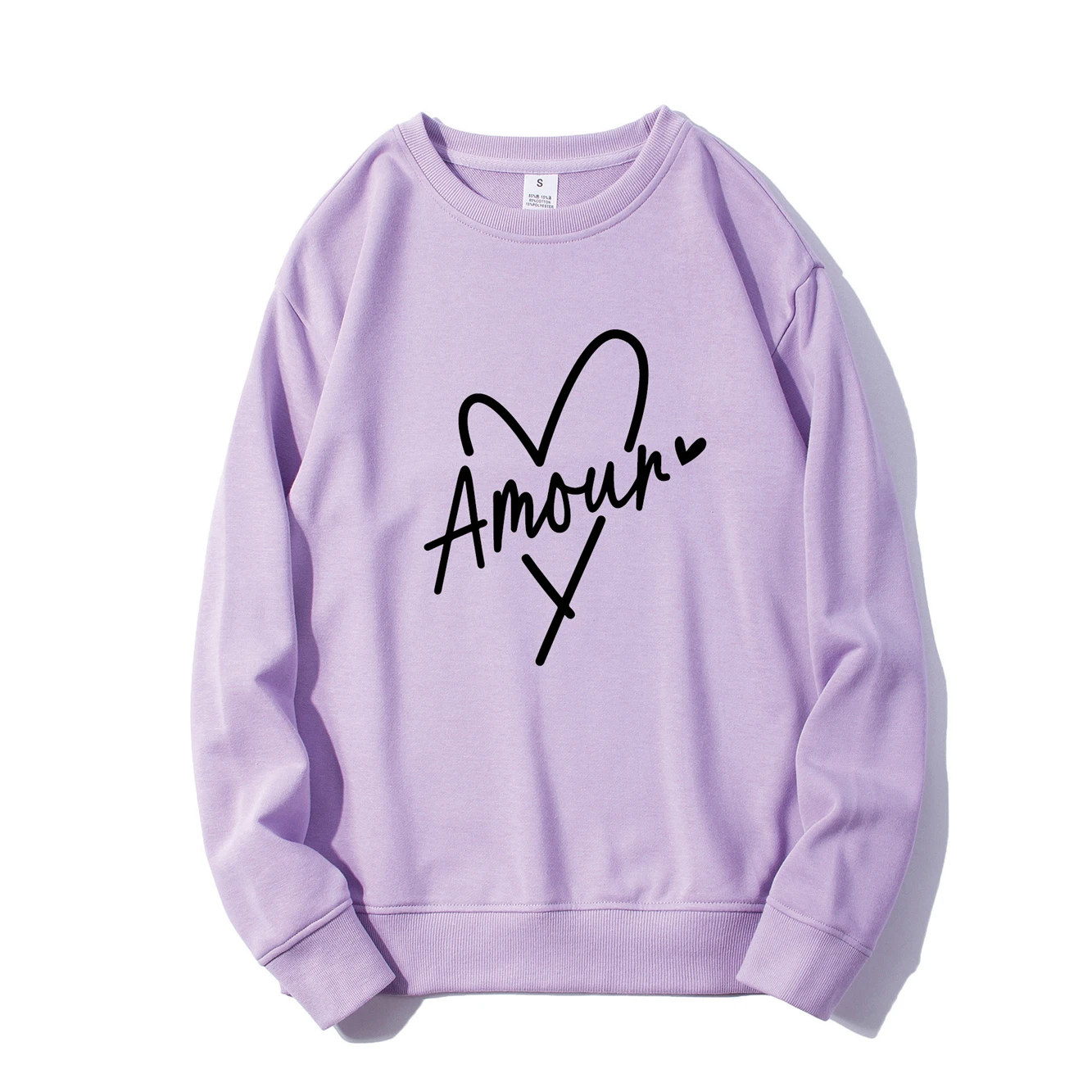 Amore Pattern Printed Unisex Sweatshirt Women's Spring Romantic Heart Pullover Unisex Jumper Relationship Anniversary Top Gift