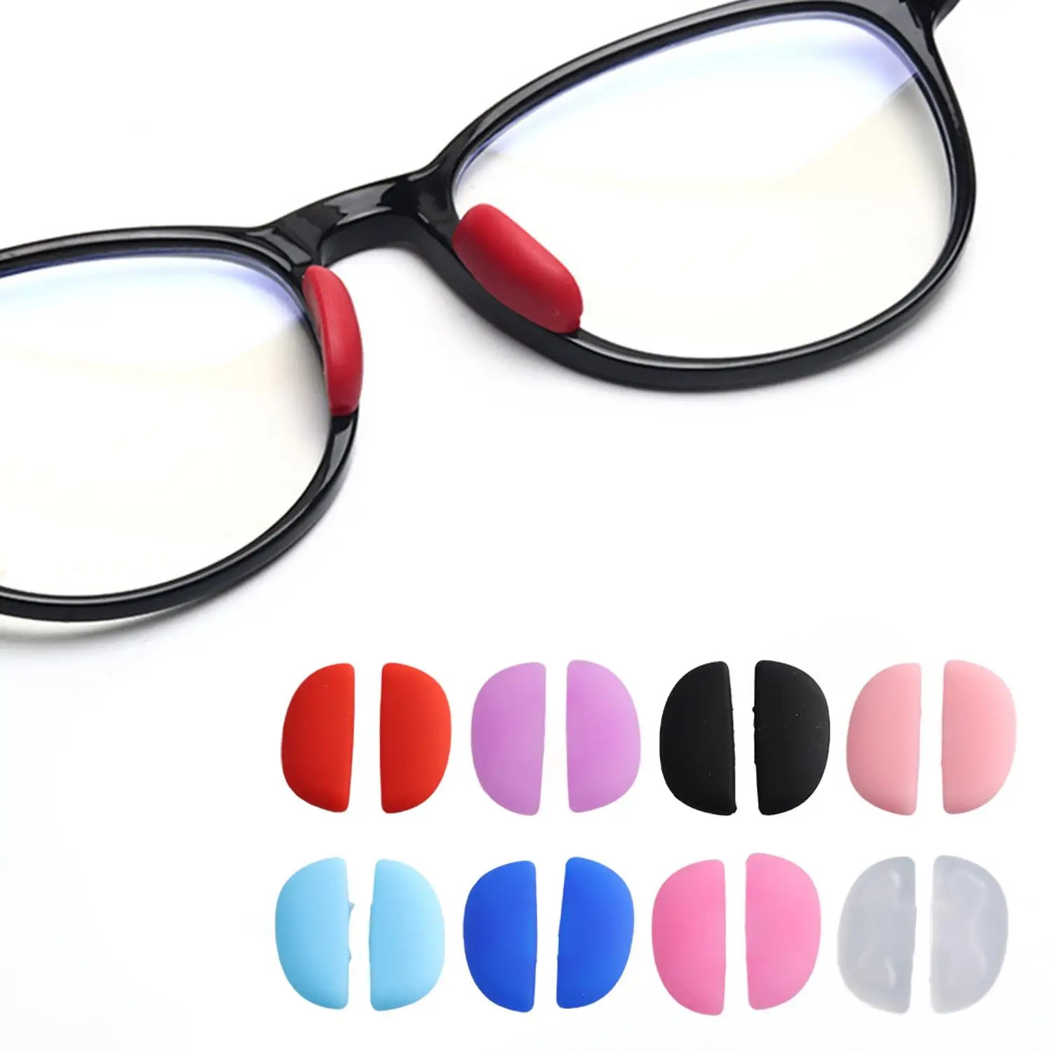 1 زوج سيليكون نظارات مخدات أنف للنظارة غير مرئية عدم الانزلاق لينة مخدات أنف للنظارة ألوان مختلفة نظارات حامل الأنف منصات نظارات اكسسوارات