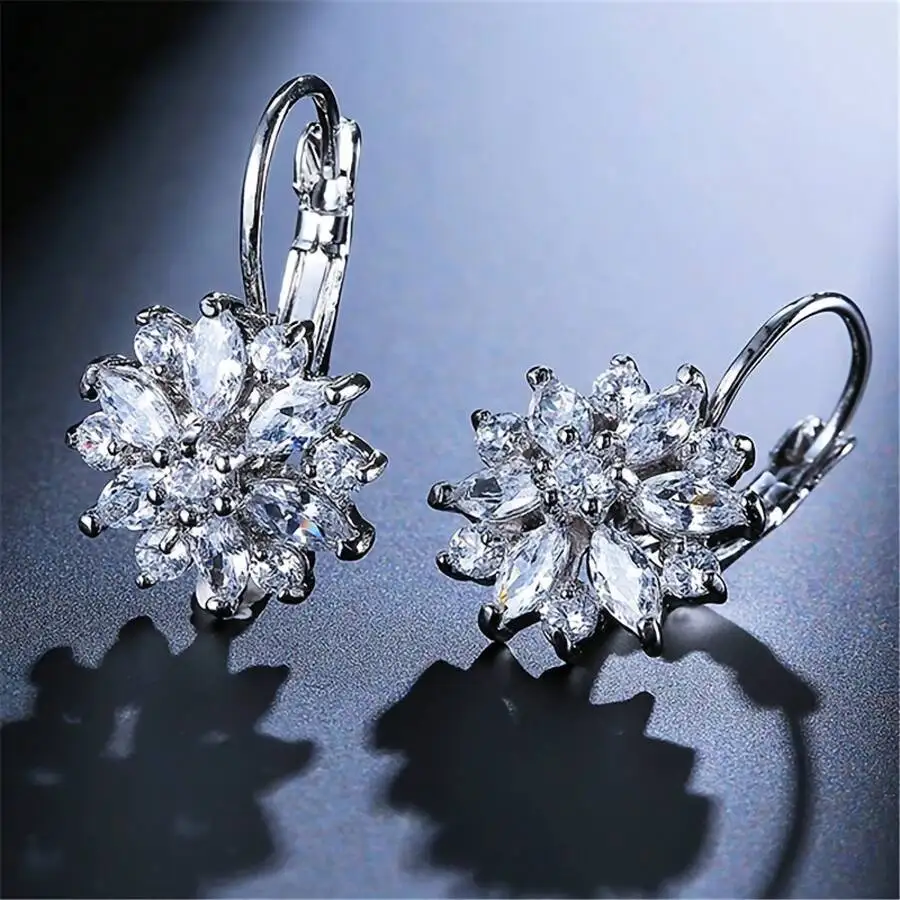 

Flower Drop Earrings With Synthetic Gemstones Hypoallergenic For Sensitive Ears