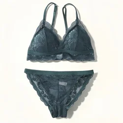 Women Lace Bra Panties Set Push-Up Bralette Brassiere Sexy Low-Rize Underwear Brazilian Panties Sexy Lingerie Set Intimates