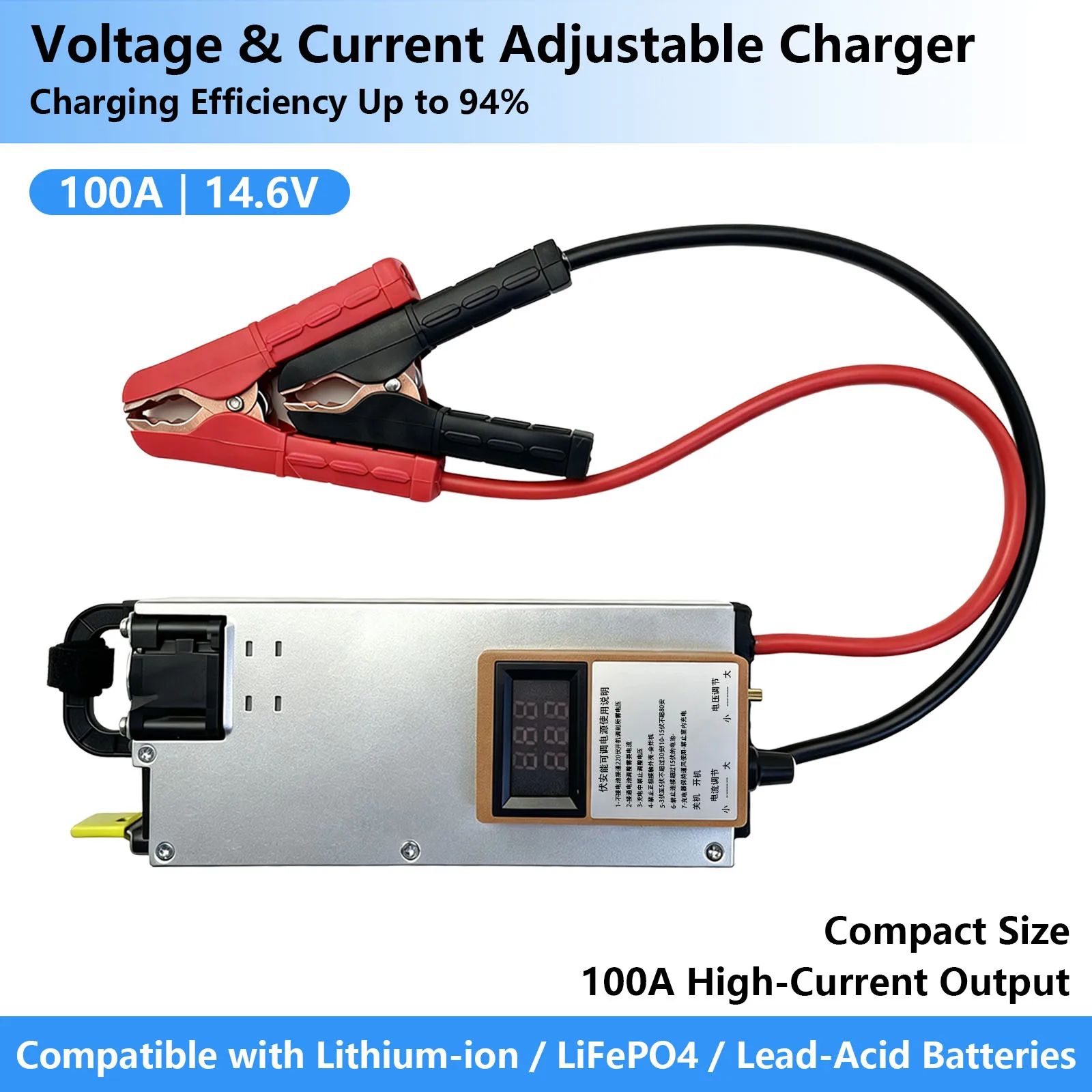 14.6V 60 100 120A Automotive Programming Regulated Power Supply Lithium Iron Phosphate Ternary Lithium Lead Acid Battery Charger