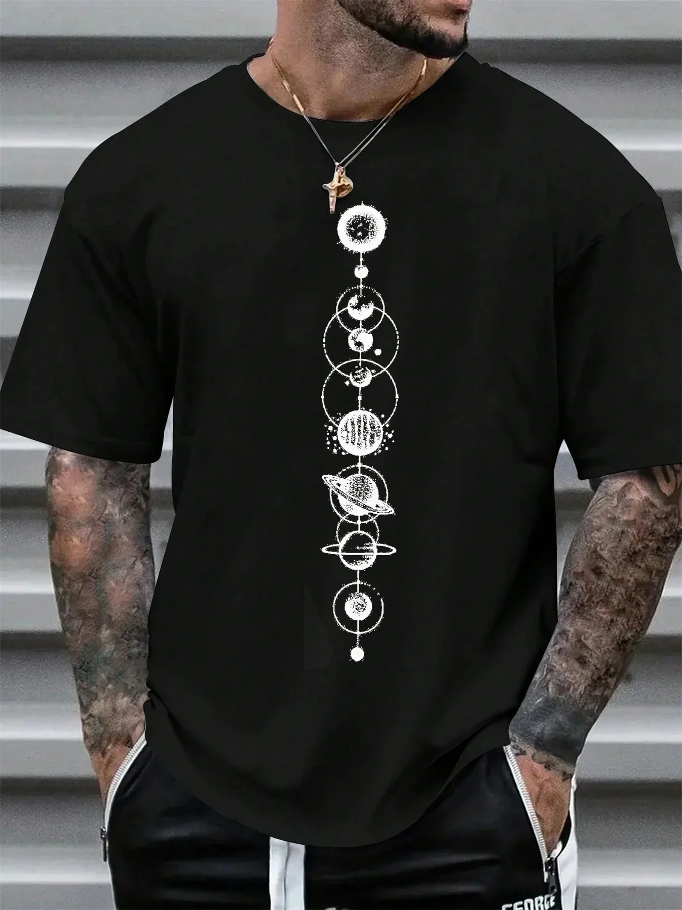 Space Planet Graphic Cotton Summer T Shirt