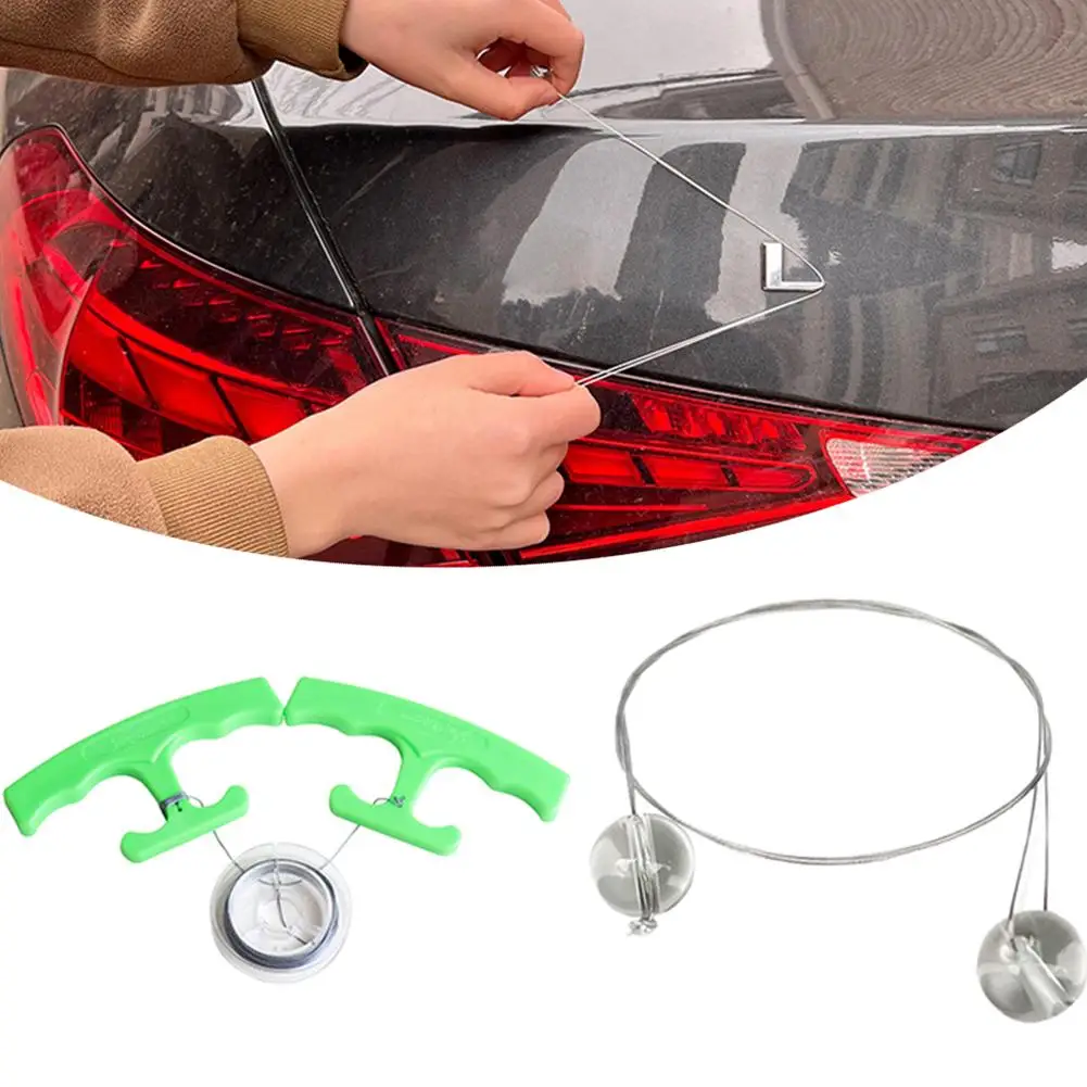 Car Emblem Removal Tool Kit Ergonomic Handle With 5M High-Strength Nylon Thread For Auto Body Logo Sticker Repair